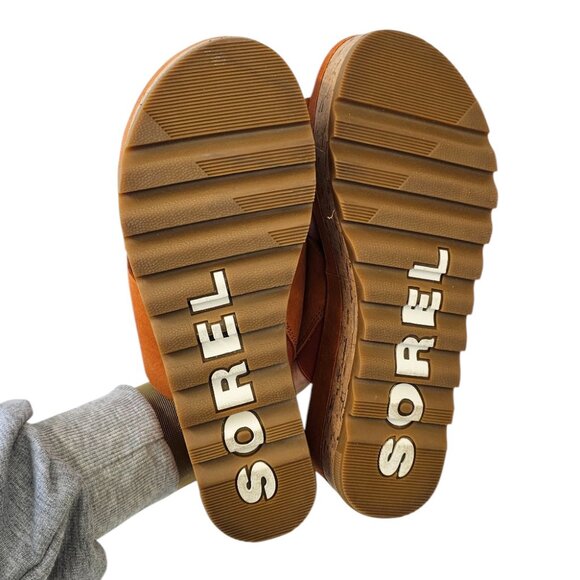 Sorel Womens Cameron Platform Mules, Leather Suede, Slide, Orange, Size 6.5 - Picture 5 of 9